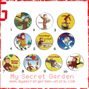 Curious George - Pinback Button Badge Set 1a or 1b ( or Hair Ties / 4.4 cm Badge / Magnet / Keychain Set )